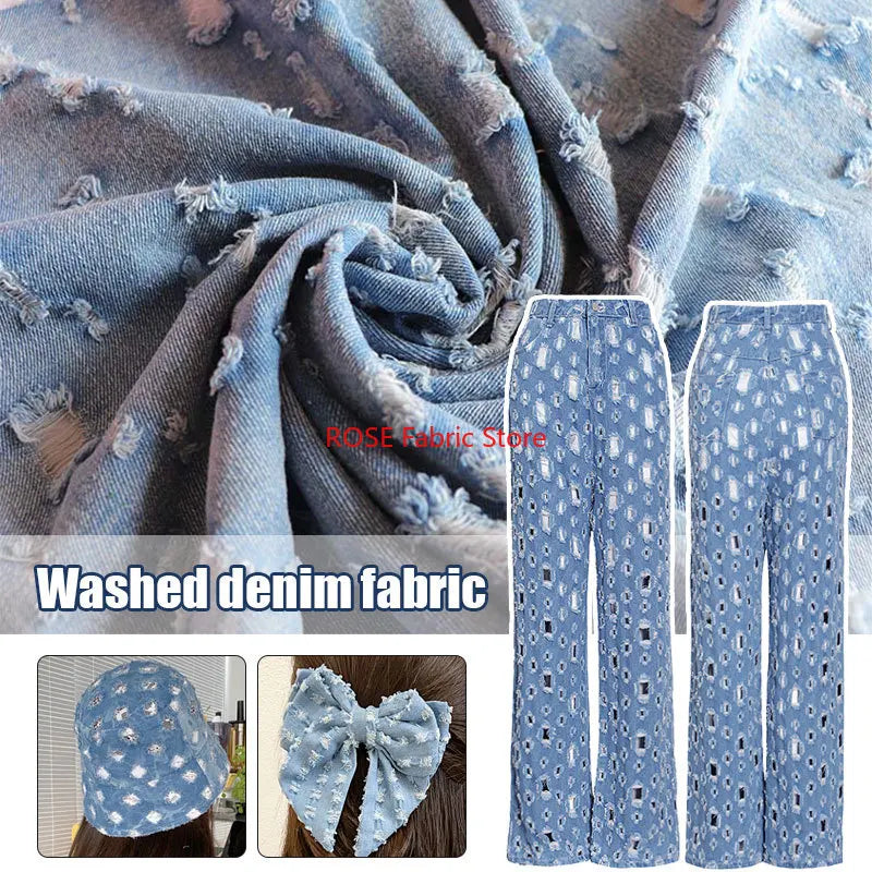 High-quality Vintage cotton ripped denim For Jeans, jackets, skirts, bags, upholstery, crafting, designer fabrics