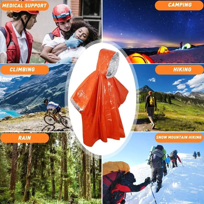 Camping Raincoat Waterproof Survival Emergency Outdoor Multifunction Reflective Clothing Camping Gear Survie Hiking