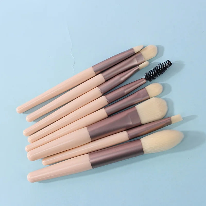 8Makeup brush set & 2Makeup sponge set，Suitable for women to use - Soft nylon bristles，Full coverage foundation/Blush/Eyeshadow