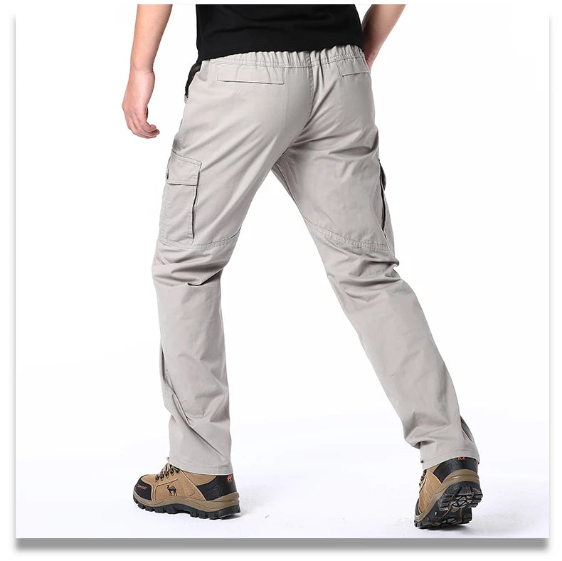Plus Size Men's Cargo Pants Casual Loose Multi Pocket High Quality Cotton Pants Long Trousers Mens Jogger Pants 5XL 6XL