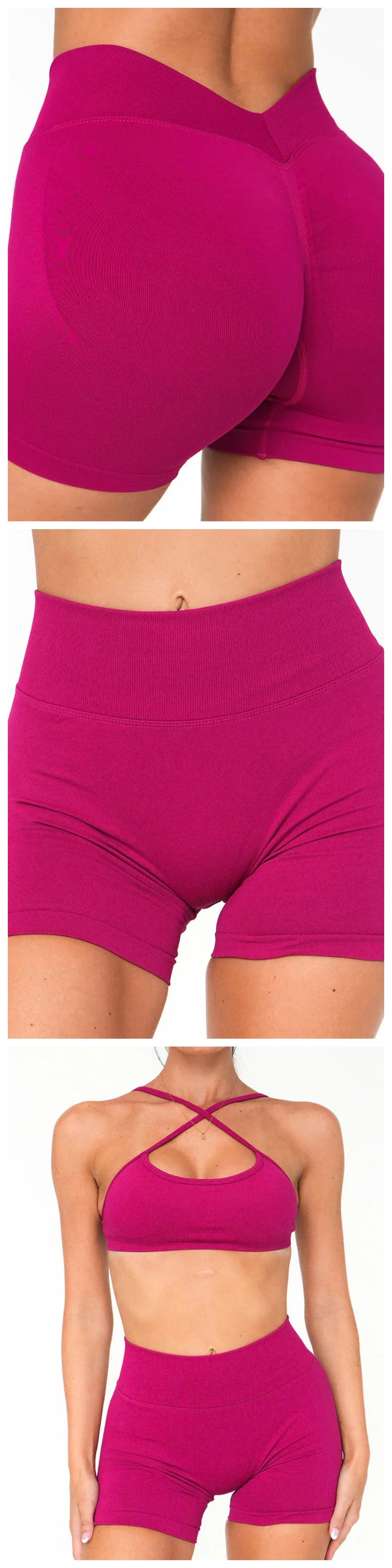 Seamless Workout Shorts for Women, V-Waistband Tight Fit Shorts, 3-Inch Yoga Running Shorts