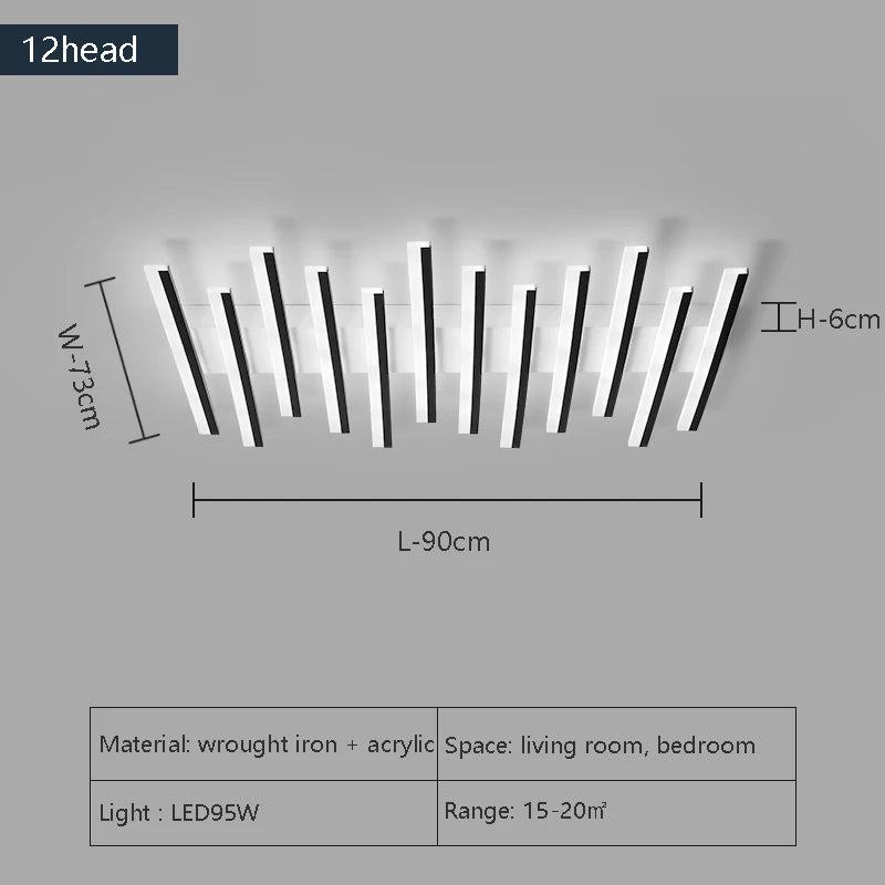 Modern LED Suitable for Living Room Pendant Lights With Remote Control Indoor Bedroom Office Lighting Long Strip Ceiling Lights