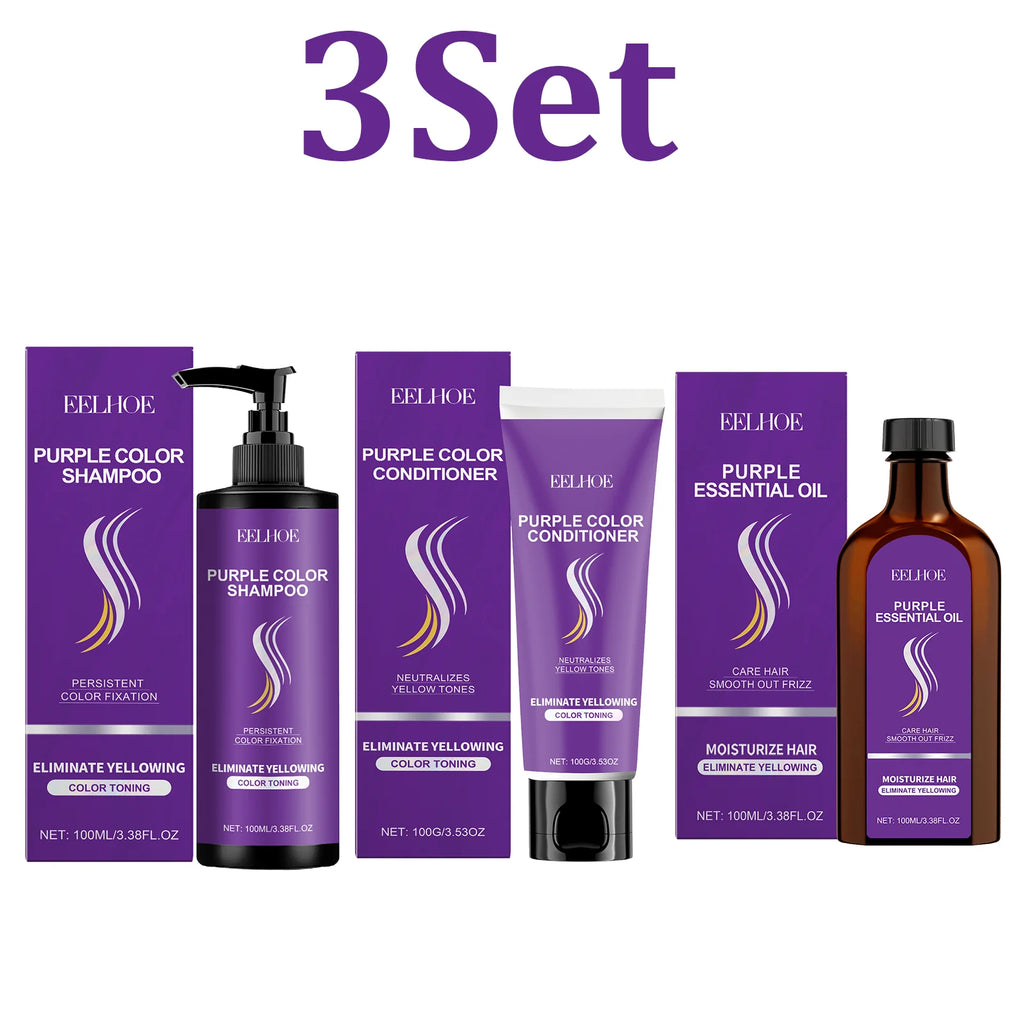 Purple Shampoo Set With Conditioner Hair Oil Serum Color Protecting Nourishing Moisturizing Smoothing For Dry Damaged Hair Care