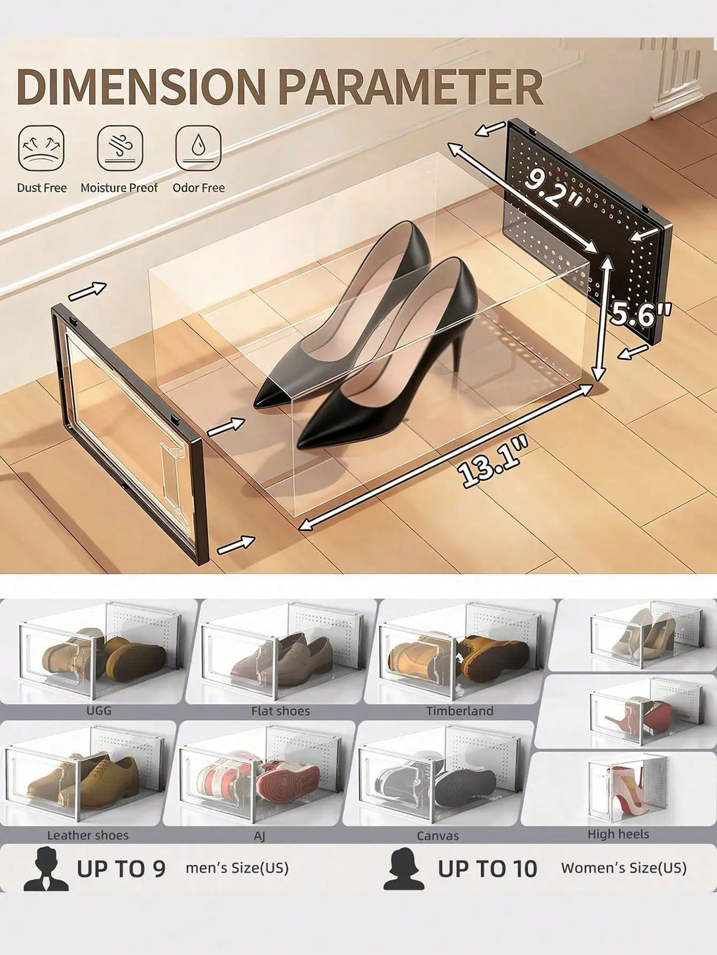 12 Pack Large Clear Plastic Stackable Shoe Storage Boxes with Lids, Modular Space Saving Sneaker Display Organizer Bins for Closet