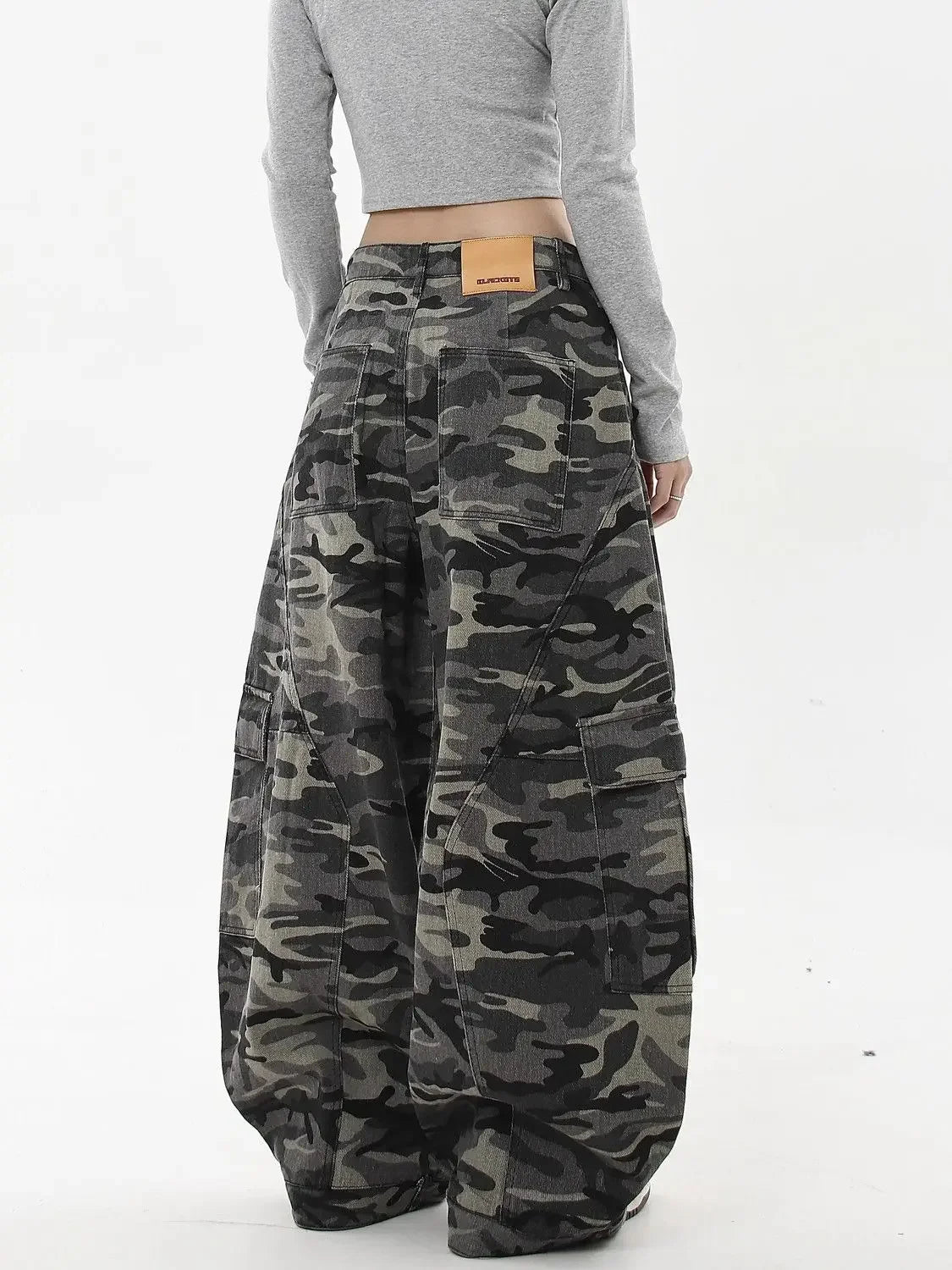High Waist  Vintage Mutil Pockets Camouflage Jeans Women Hip Pop 2000s Baggy Y2K Denim Pants American Retro Wide Leg Trousers