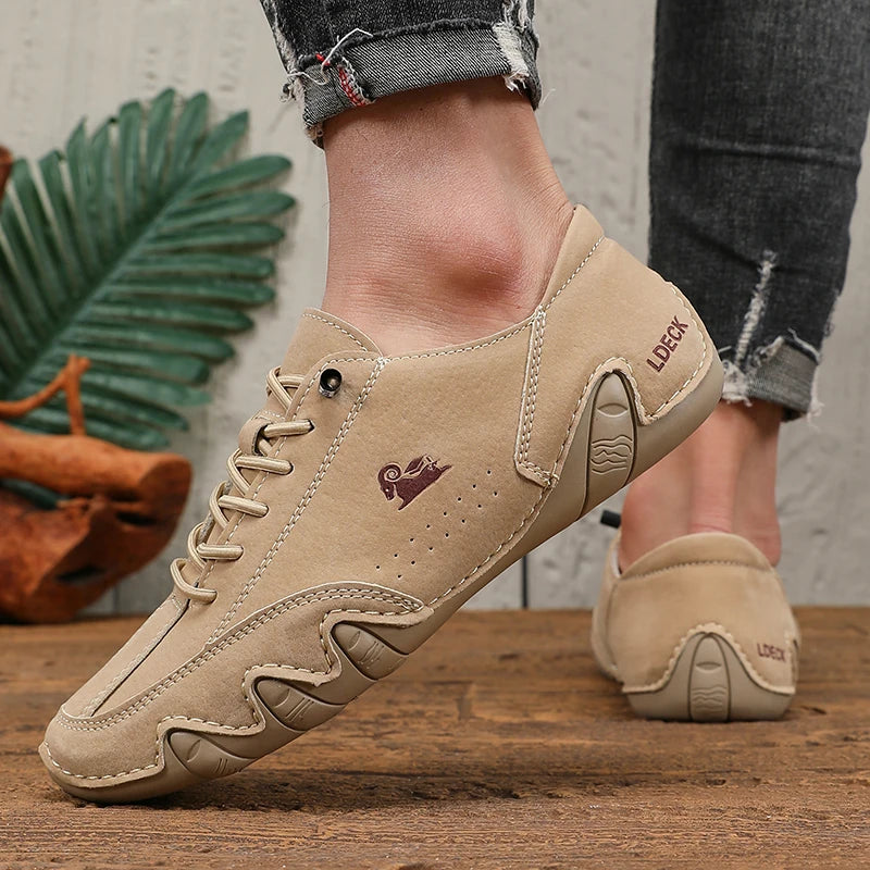 Spring Men Low Cut Leather Sneaker Soft Soled Loafers Anti Slip Flat Bottom Casual Shoes Large Size Zapatillas Para Hombre 2025