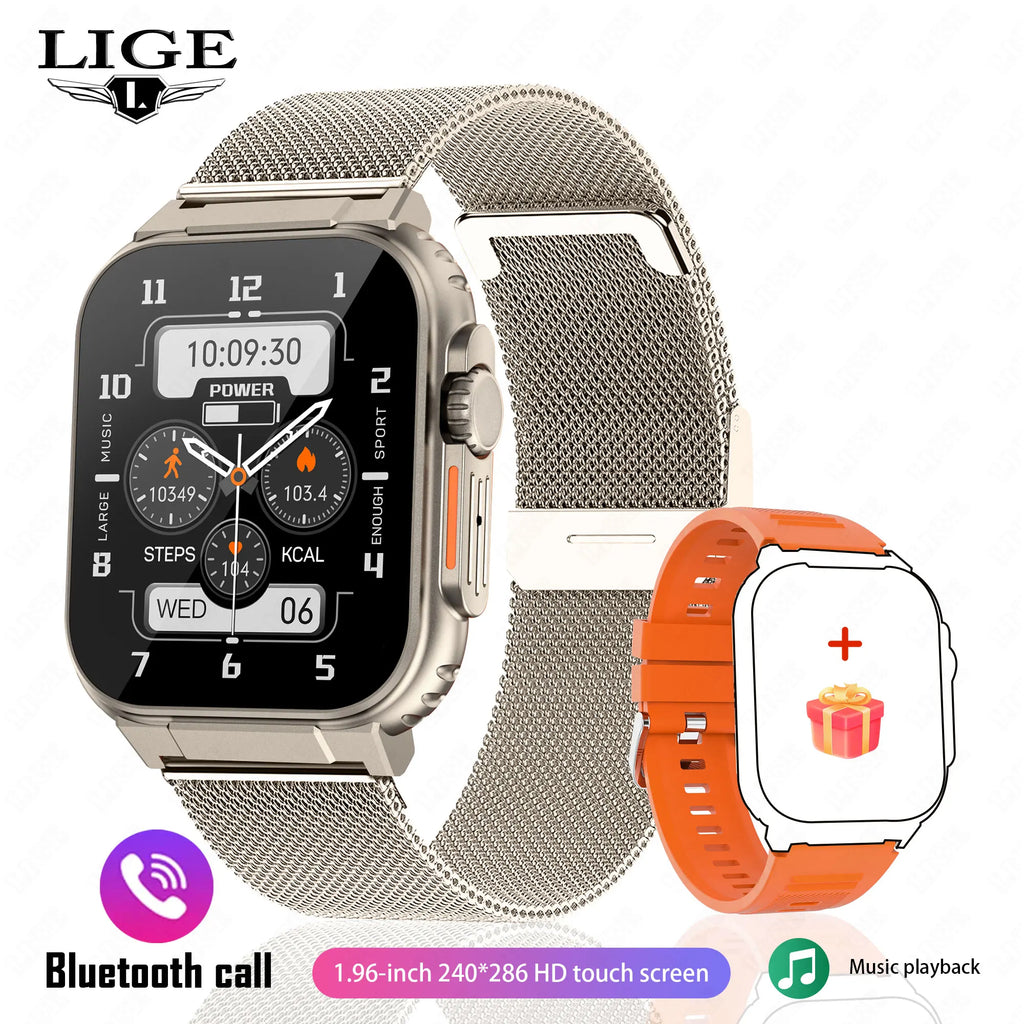 LIGE 600mAh New Smart Watch Men Outdoor Sports Fitness Bracelet Blood Pressure Clock IP68 Waterproof Men Smartwatch For Android