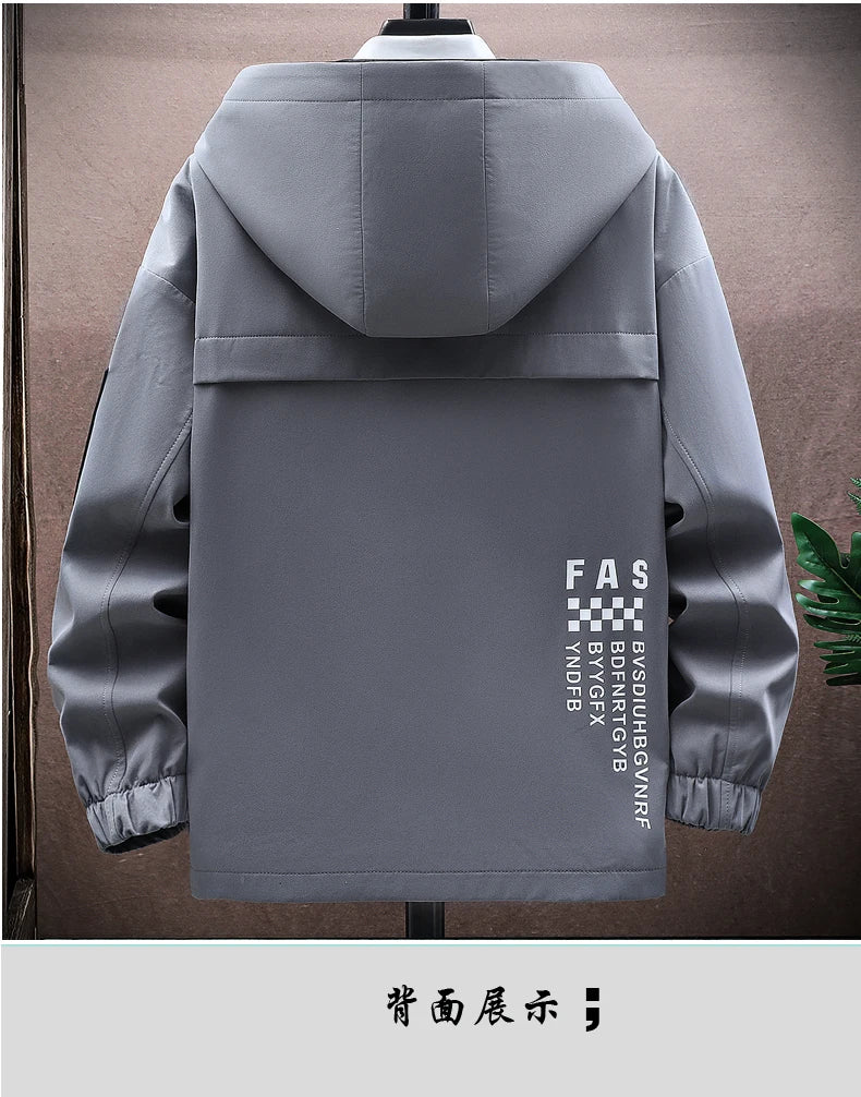 Fashion 2026 Spring Autumn Men's Casual Hooded Jackets Outdoor Zipper Windbreaker Coats Streetwear Plus Size M-4XL Tops Clothing