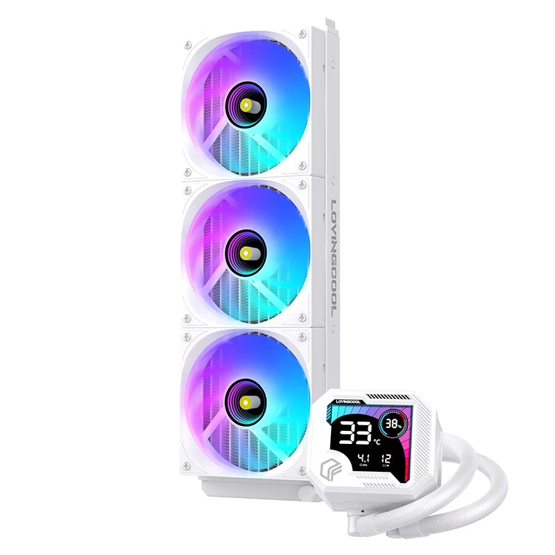 LOVINGCOOL AK-01 AK-03 water cooler 360mm broken code screen dynamic digital display liquid cooler ARGB abyss mirror cold head