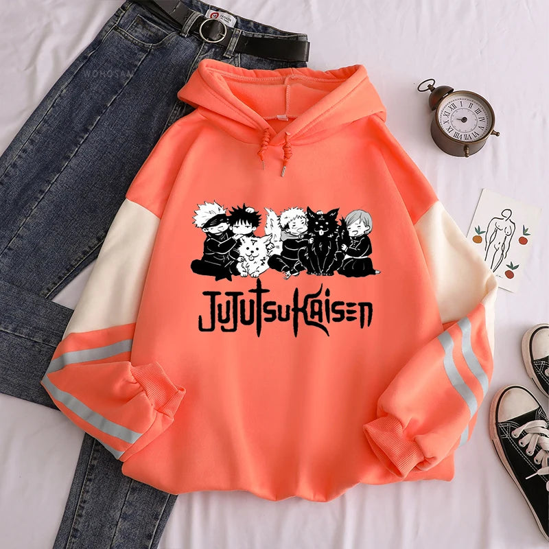 Jujutsu Kaisen Anime Hooded Itadori Yuji And Satoru Gojo Printed Men Women Patchwork Hoodies Manga Sweatshirt Harajuku Pullover