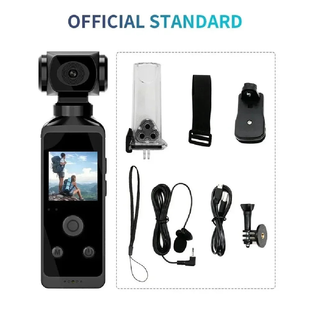 4K Ultra HD Waterproof Action Camera 270° Rotatable Wifi Cam Handheld with Waterproof Case Vlog Bicycle Portable Sport Camcorder