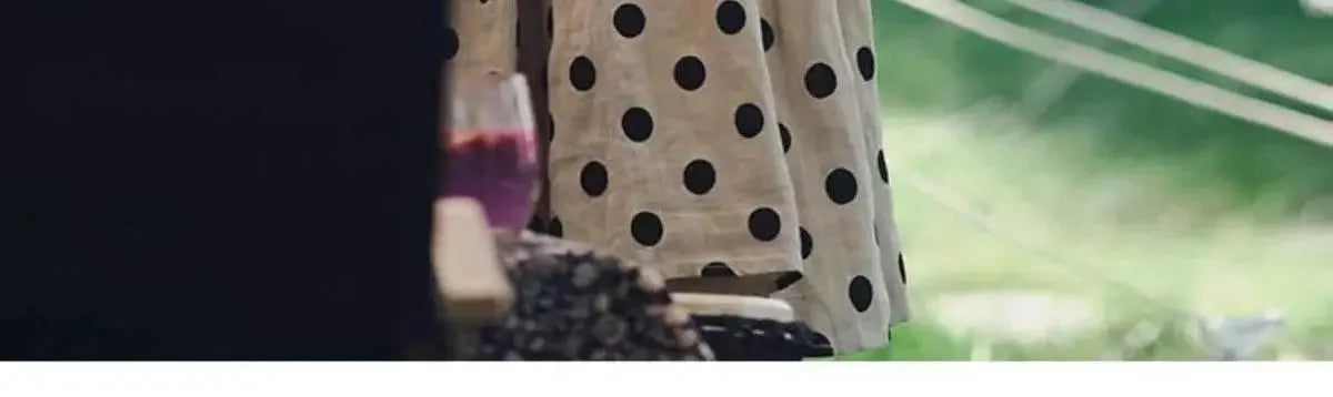 Fashion Retro Cotton and Linen Polka Dot Dress for Women Loose Slim Puff Sleeve Linen Doll Skirt