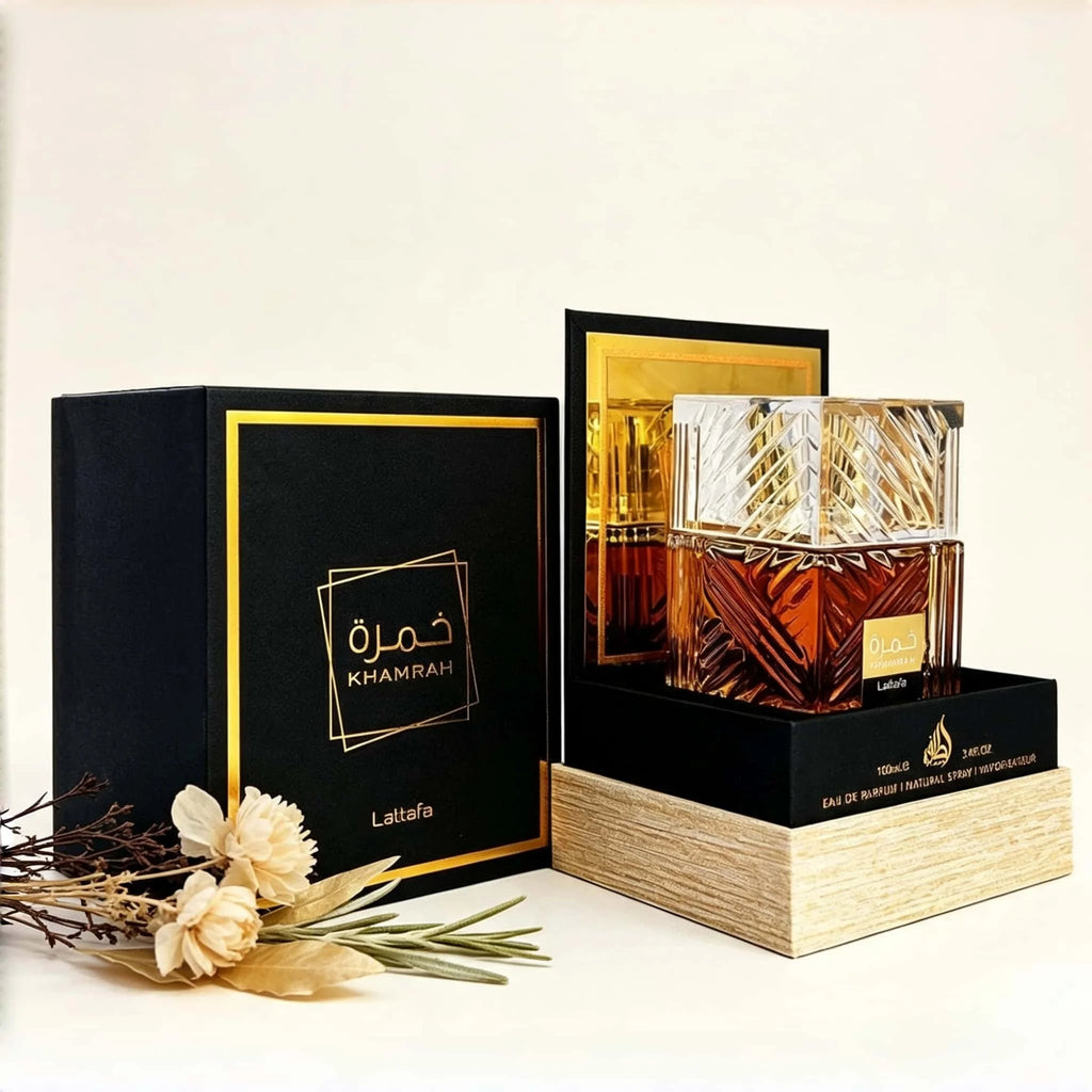 Lattafa Khamrah Eau De Parfum Spray 100ml, Long Lasting Warm Spicy Vanilla Amber Woody Fragrance, Luxury Cut Crystal Square Bottle Arabian Perfume for Daily Occasion Gift Collection