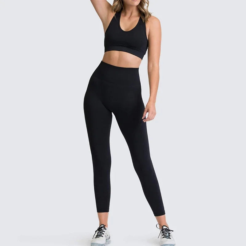 NEW Women's Yoga Set Seamless Sportswear 2-Piece Gym Yoga Clothes Sports Bra + Leggings Running Wear Skinny Sports Set Suits