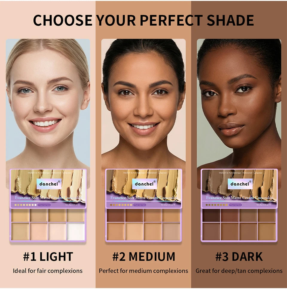 8 Shade Soft Matte Cream Concealer Palette Full Coverage Fade Dark Circles Blemishes Waterproof Long Lasting Oil Control Makeup