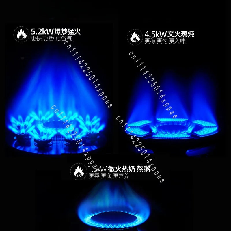Double Burner,  High-fire Three-burner Gas Stove, Embedded Desktop Liquefied Gas Natural Timer Three-hole Stove