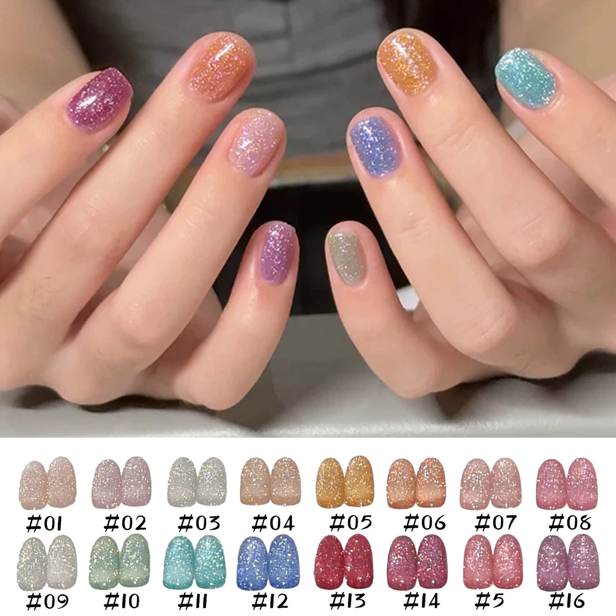 1-12pcs Wine Red Flash Crushed Strobe High Density Diamond Glitter Gel Nail Polish Black Nails Red Nails White Nails