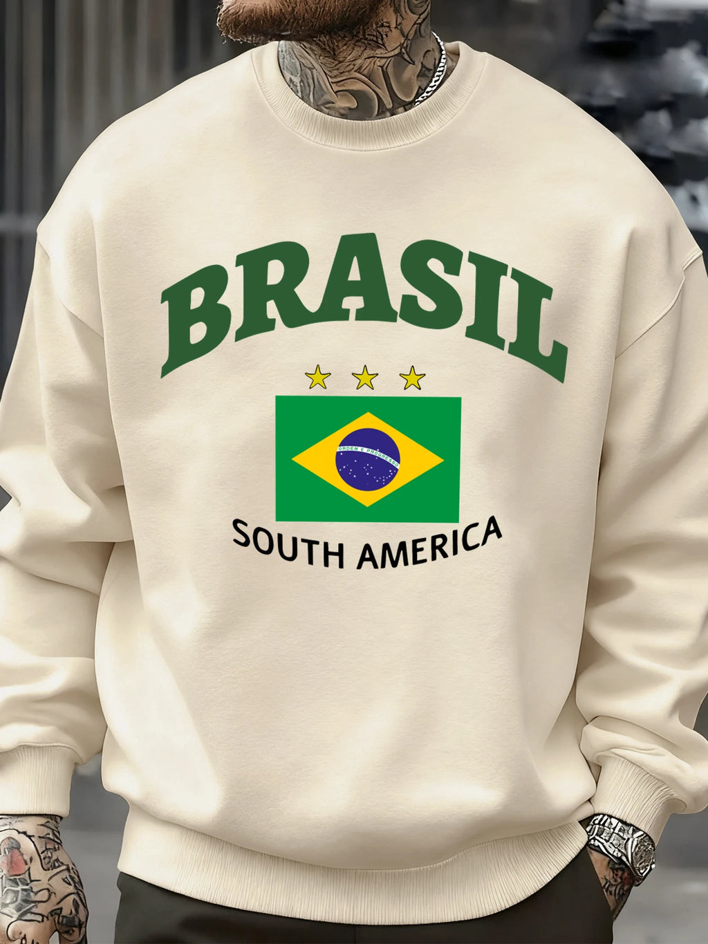 Brasil South America Prints Man Pullover Trendy Fleece Sweatshirt Autumn O-Neck Clothes Warm Milticolor Top Fashion Streetwear
