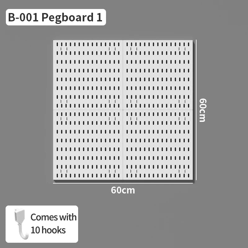 Study Room Pegboard with Shelves Tool Free Wall Grid Scratch Proof Easy to Install for Computer Desk Accessories
