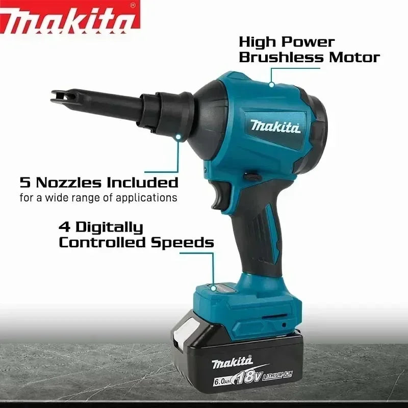 Makita DAS180 Cordless Air Blower 18V Multifunction Dusting Machine with Nozzle Air Dust Removal Gun Inflator Tool