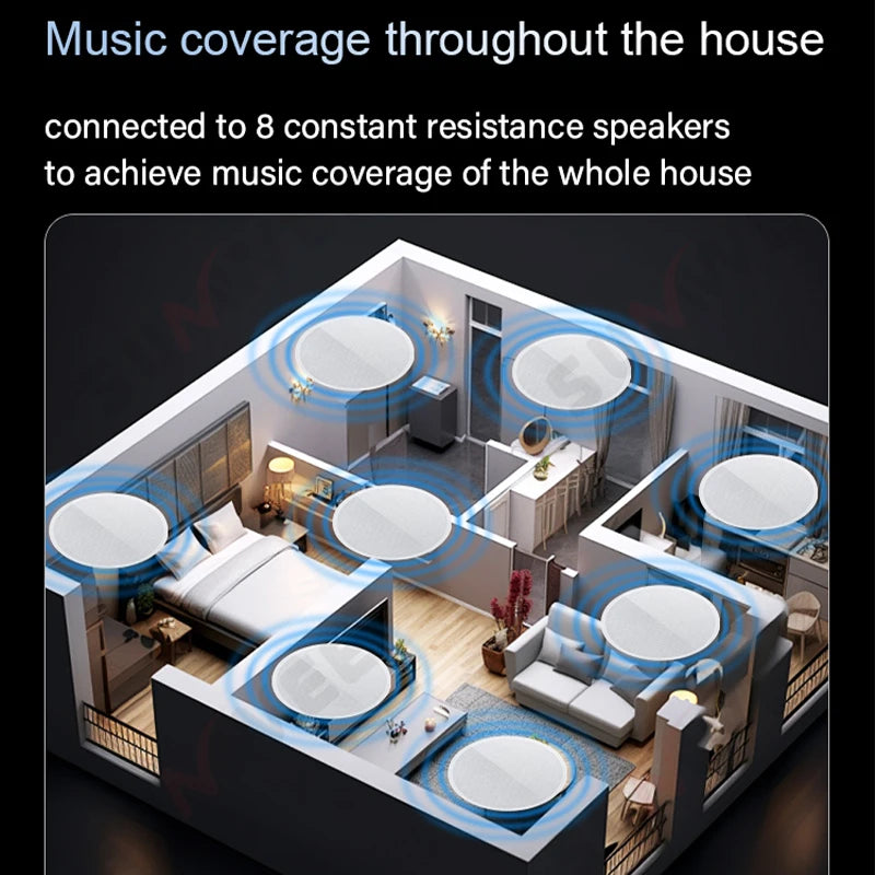 Smart Home 2 zone audio in wall Amplifier Android 11 WiFi Bluetooth sound amplificador music player 10 Inch control panel system
