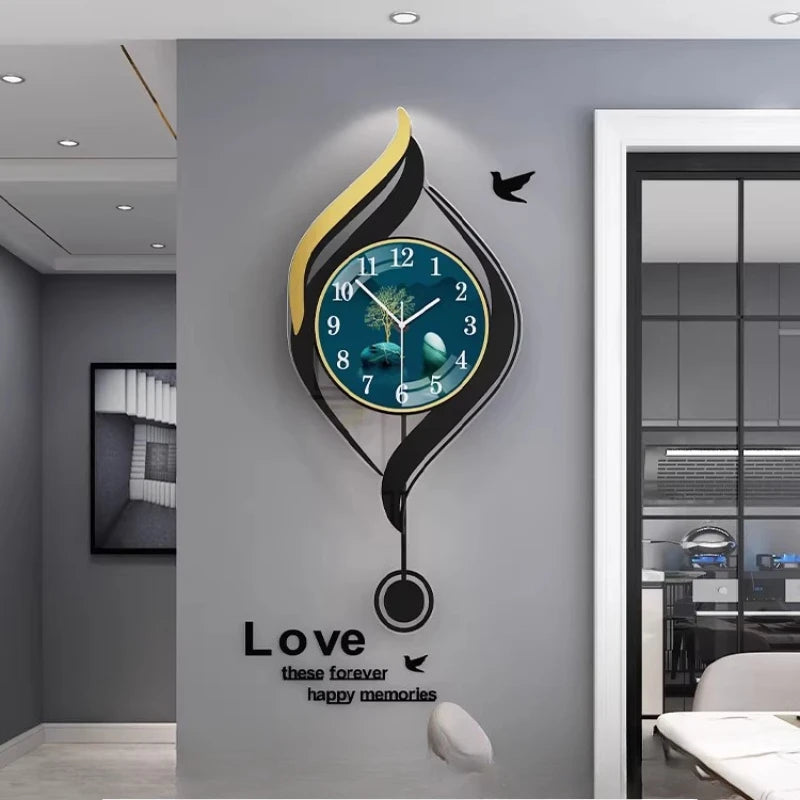 Chinese Style Xenomorph Wall Clock Modern Creative Luxury Metal Art Decor Silent Wall Watch For Living Room Study Home Decor