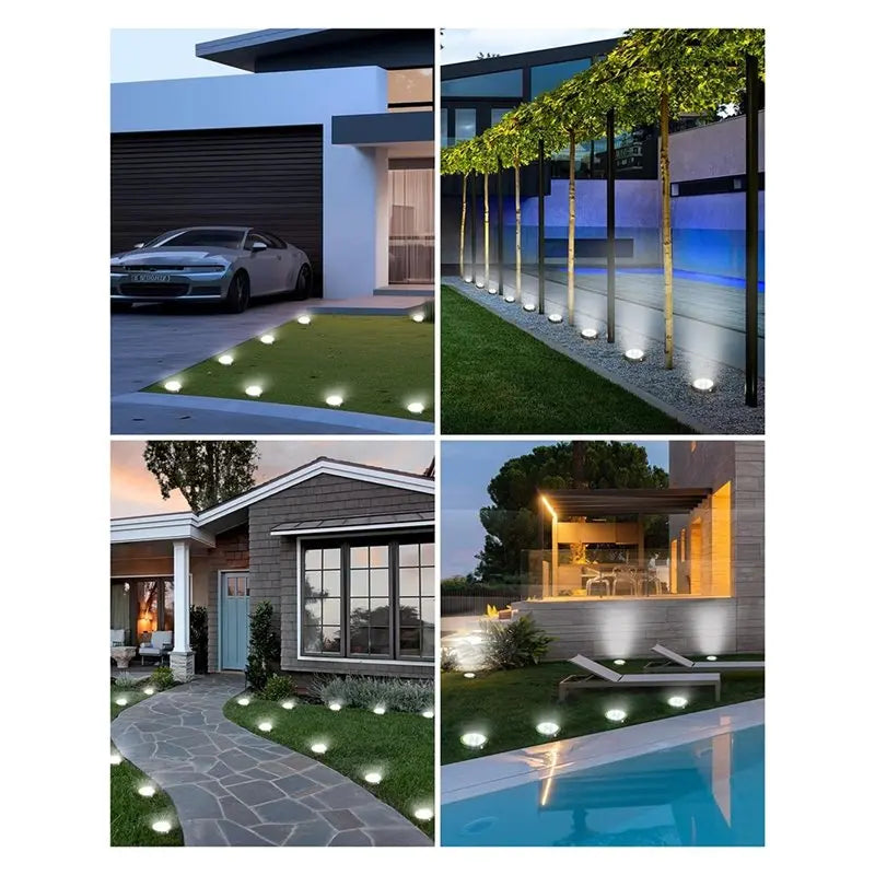 Mini Solar Ground Lights Garden Yard Lawn Walkway, Cool White Outdoor Waterproof-AA26