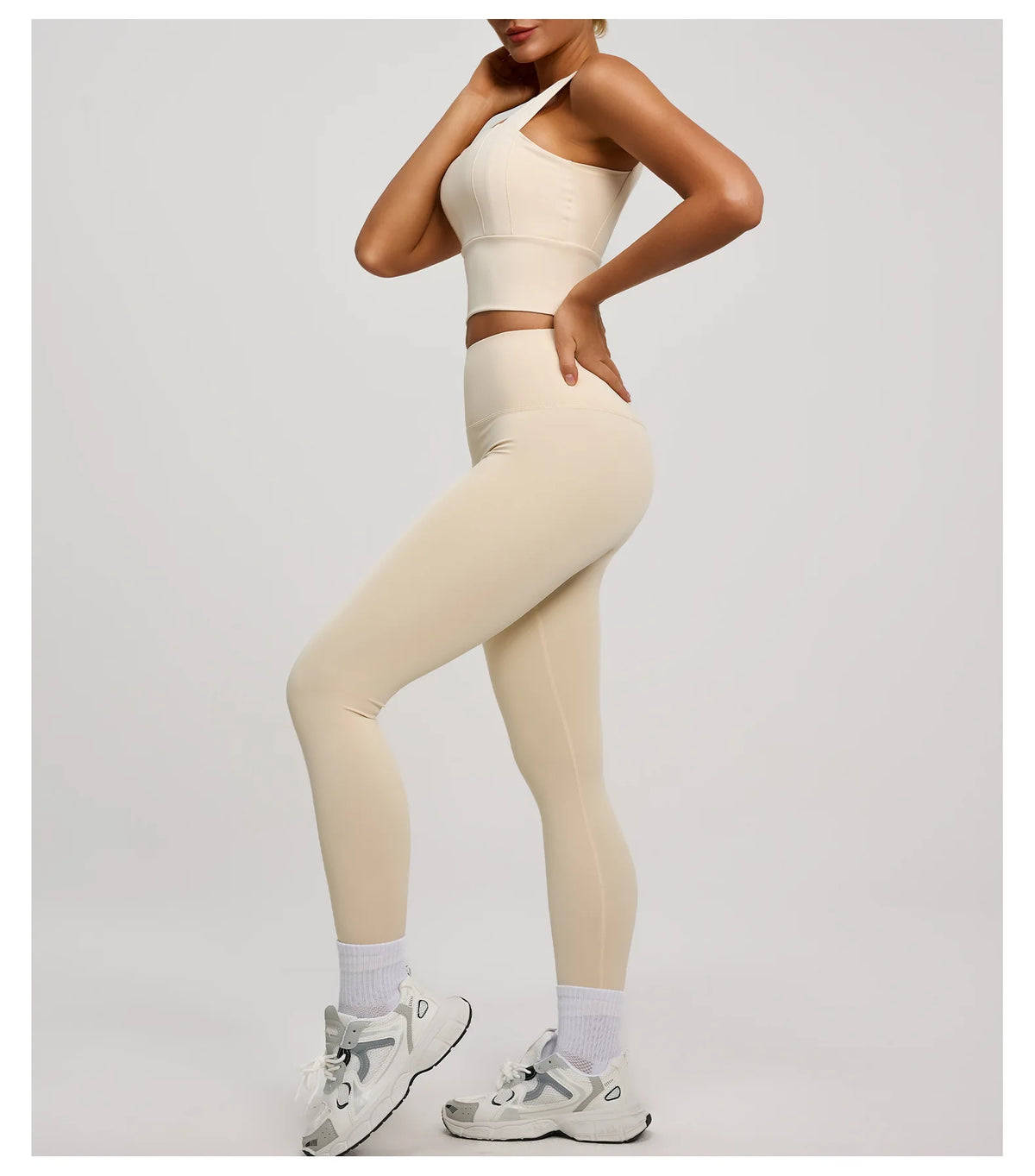Solid Color Bra, Trousers, Yoga Suit, Tight and Thin, Nude Running Sports and Fitness Clothes