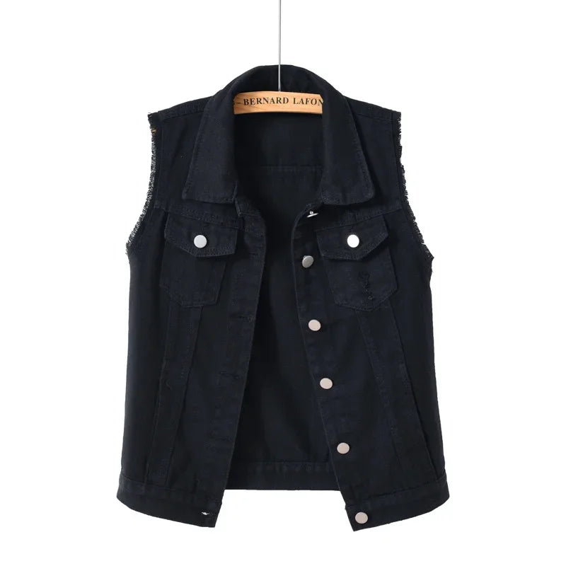 Denim Vest for Women Jacket Spring Streetwear Women Clothing Autumn Coats Fashion Clothes Casual Vintage Elegant Sleeveless