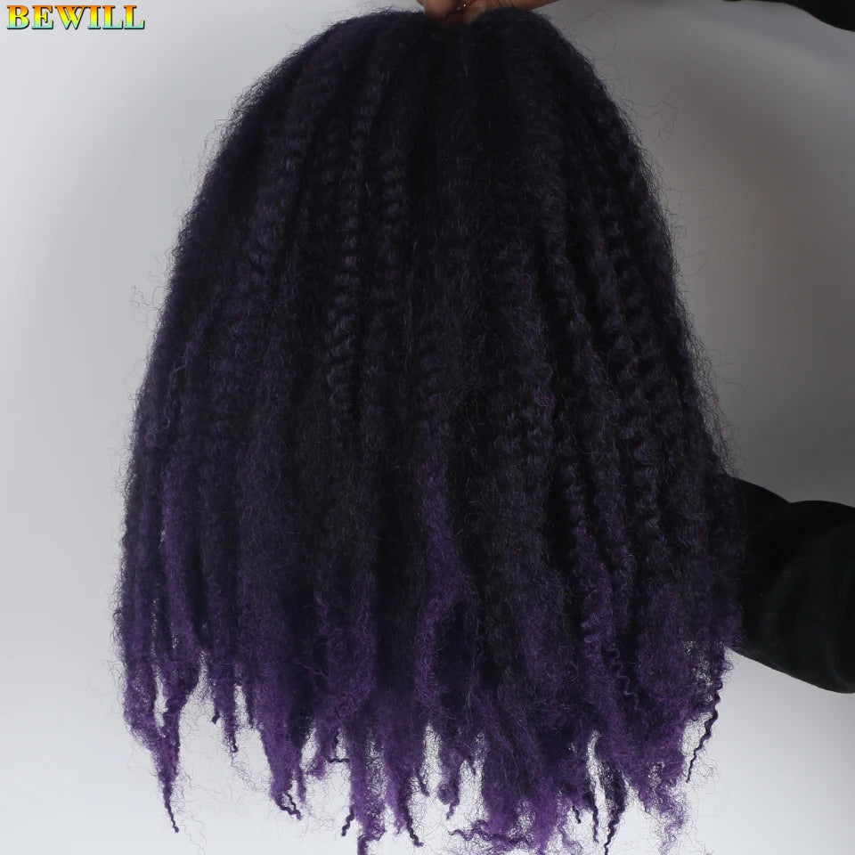 18 Inch 1-6 Packs Marley Twist Crochet Hair Black Brown to Blonde Synthetic Afro Marley Ombre Braiding Hair for Faux Locs Braids
