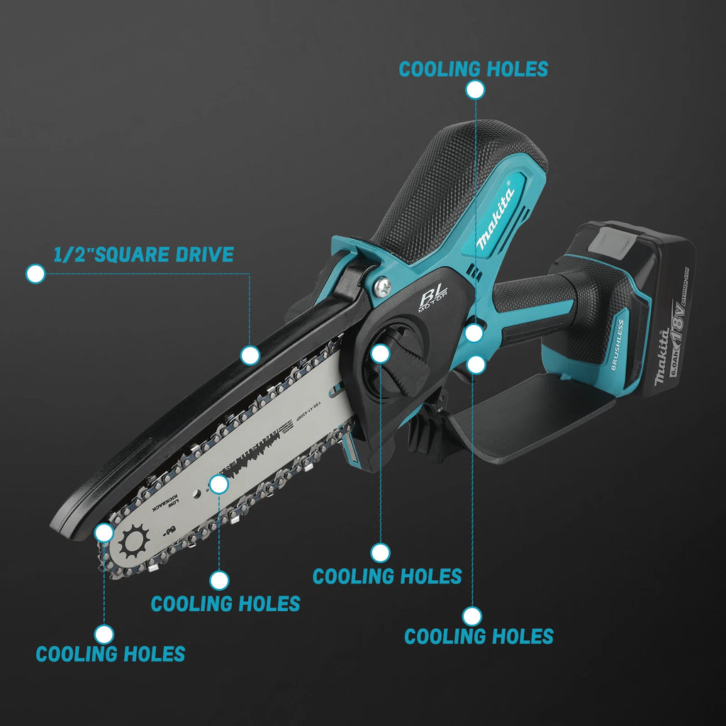 NEW 2026 Makita 8 Inch Handheld Chain Saw,Cordless 18V Power,Tool Free Adjustment,Auto Oiler for Tree Cutting Work