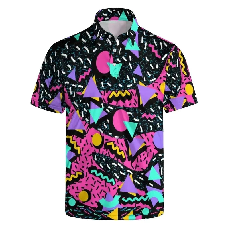 3D Printed Colorful Music Hawaiian Shirts For Men Cool 80s Patterns Blouse Summer Vacation Short Sleeves Tops Loose Shirts