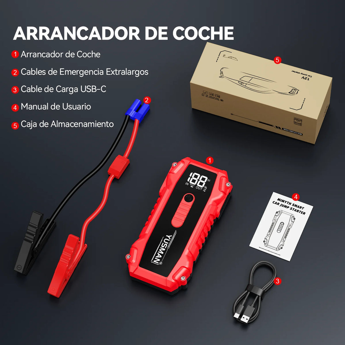 6400A Peak Car Emergency Start 20000mAh Portable Auto Jump Starter Power Bank For 12V Emergency Car Battery Booster Starter Charger