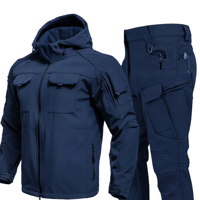 Beetle Invader Shark Skin Softshell Jacket Pants Set Camouflage Tactical Military Suit Waterproof Windproof Fleece Lined Outdoor