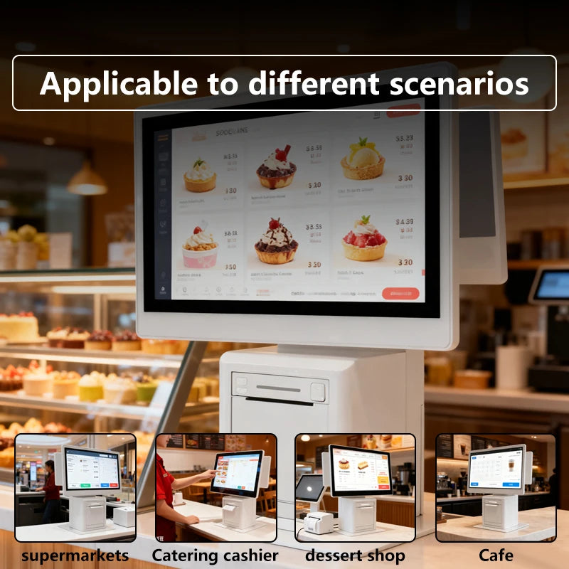 Dual Screen Touch Android Cash Register for Aliexpress, with Cash Drawer for Supermarkets Retail Stores Restaurants