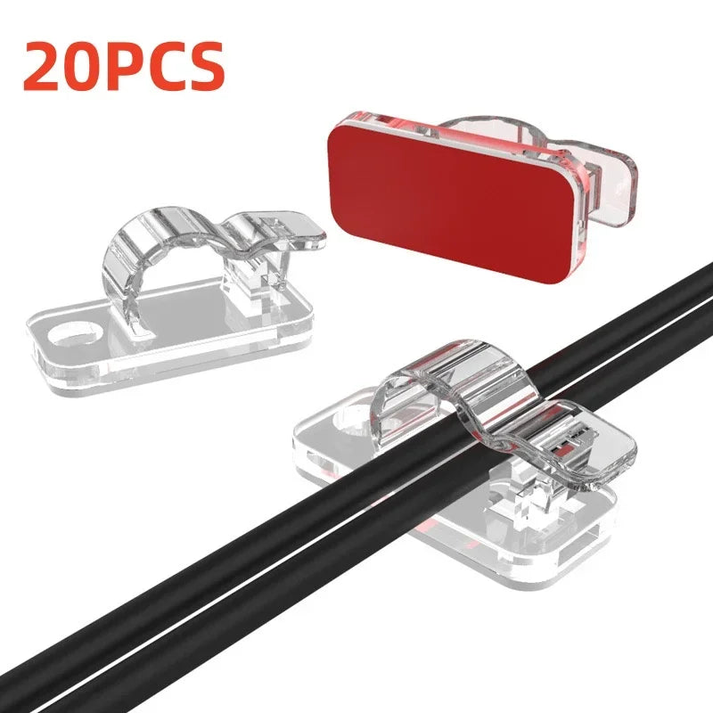 10/50PCS Cable Organizer Clips Cable Management Wire Manager Cord Holder USB Charging Data Line Bobbin Winder Wall Mounted Hook
