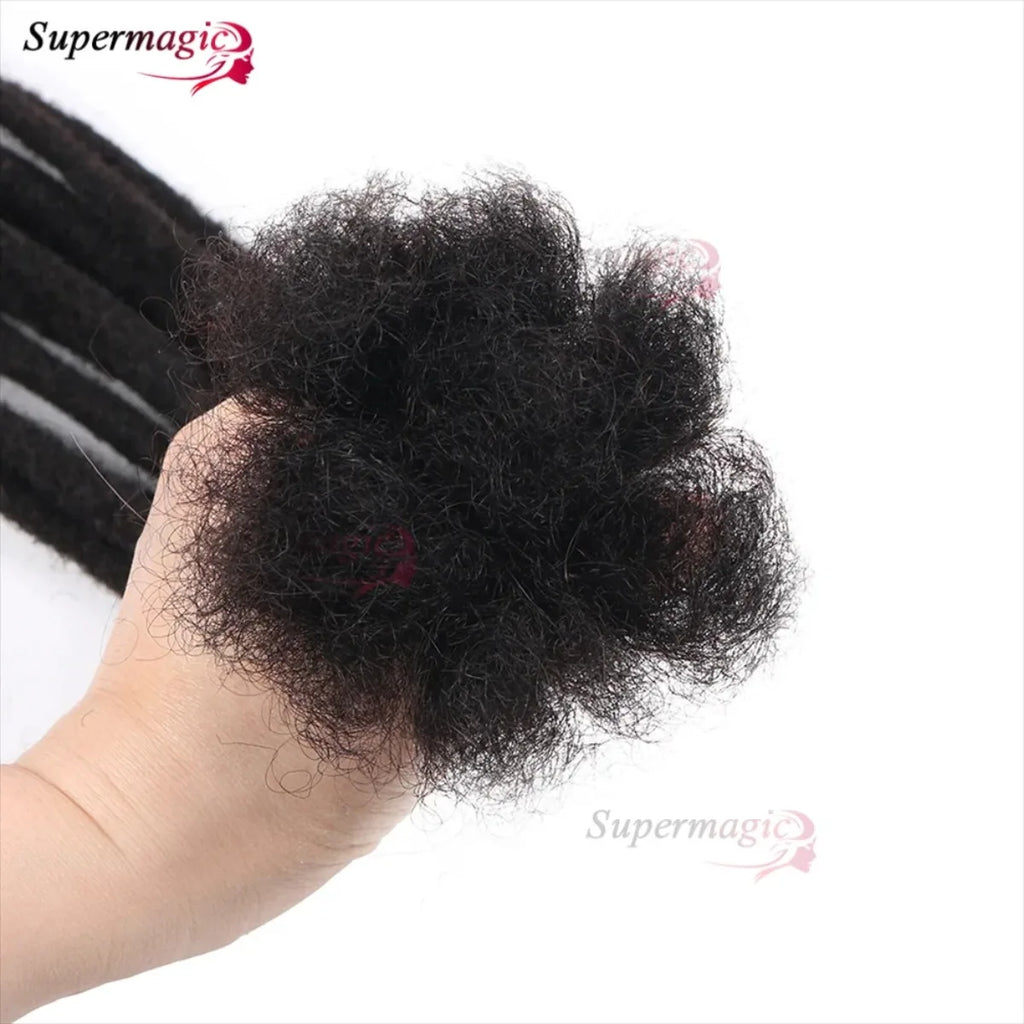 60Strands 0.4/0.6/0.8cm Human Hair Dreadlock Extensions Loc Extensions Human Hair Permanent Crochet Dreadlocks Human Hair 1B