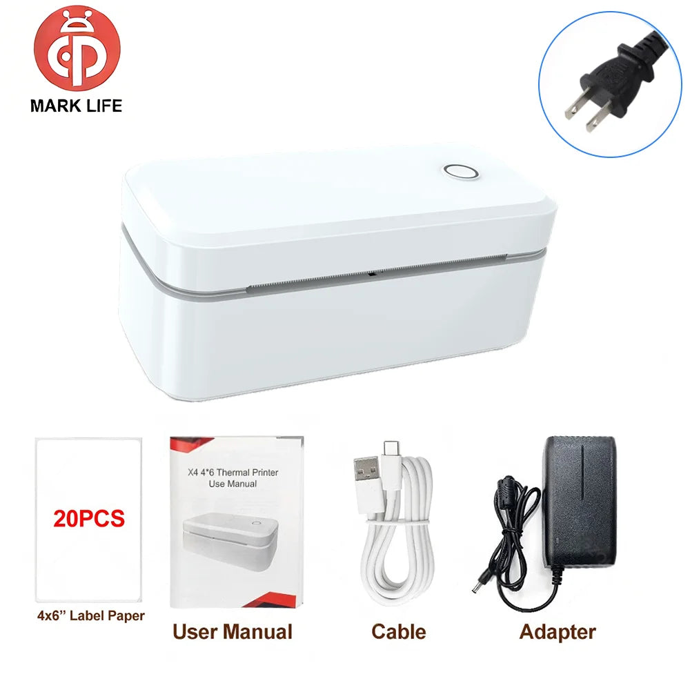 Marklife Thermal Label Printer X4 Small Shipping Label Printer For 4x6 Packages Printing Bluetooth & Automatic Label Recognition