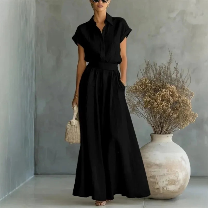 2026 New Summer Women's Pants Set Solid Color Slimming Style Elegant Fashionable Comfortable Simple Retro And Commuter Pants Set