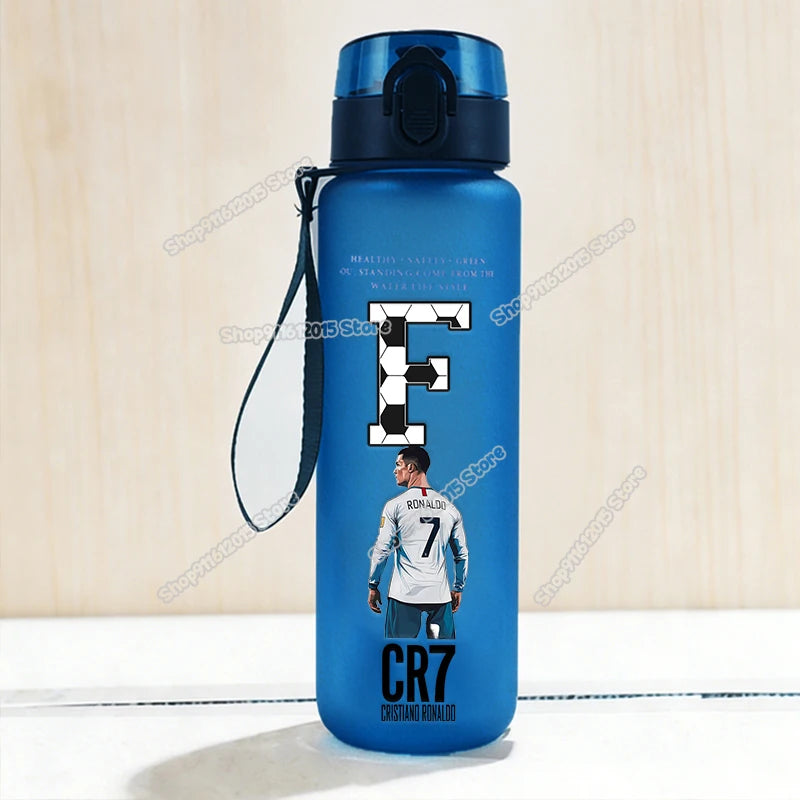 650ml CR7 Ronaldo Water Bottle Soccer Star Letter A-Z Children Outdoor Drink Bottle School Kids Straw Cup Boy Girl Sport Jugs
