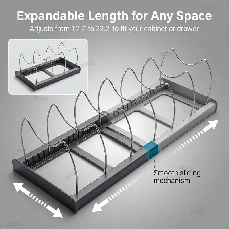Kitchen Cabinet Rack 7grid Pans Organizers Expandable Stainless Steel Storage Rack Cutting Board Drying Cookware Shelf Dish Rack