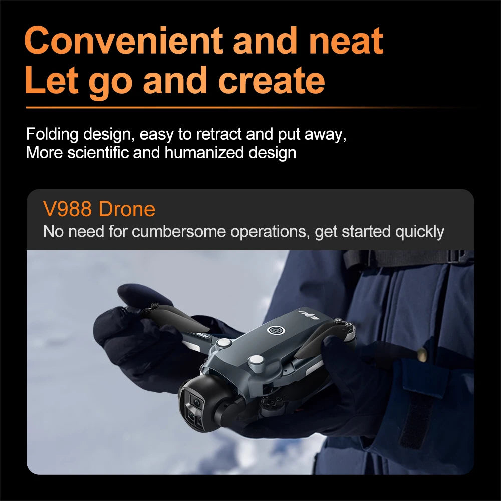 Original V988 Drone 8K HD Dual Camera Professional 5G WIFI FPV Remote control with large screen Foldable Quadcopter RC DronPlusX