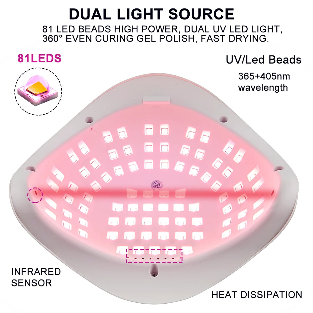 Professional Nail Dryer 81LEDs Nail Curing Lamps For Home Salon UV LED Nail Lamp For All Gel Polish Nail Equipment Manicure Tool