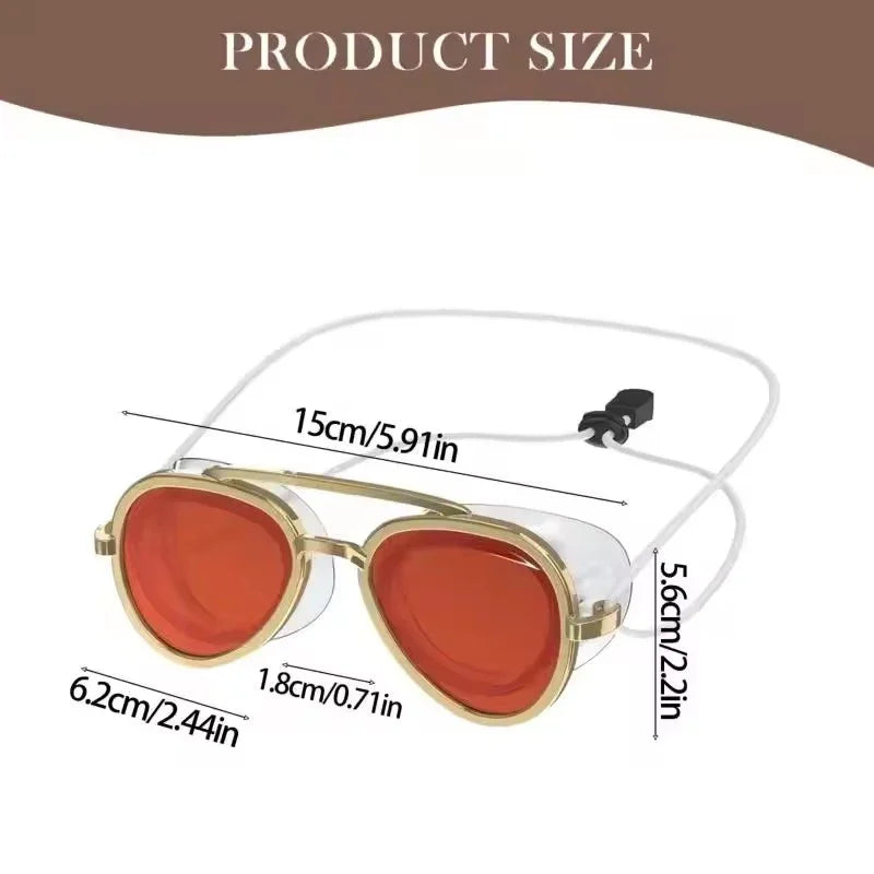 Vintage Fashionable Sun Protection Glasses Men Women Outdoor Travel Adjustable Drawstring Full Angle Silicone Surfing Glasses