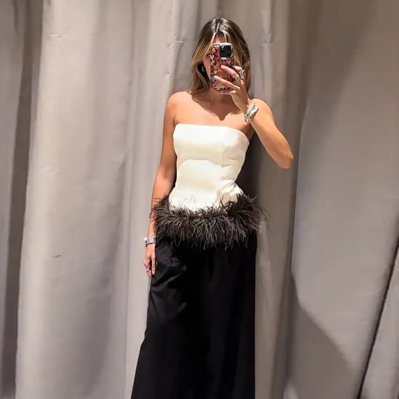 Sexy Women's Dress Halter Sleeveless Backless Slim Hip Package Tassel Female Dresses 2025 Autumn Party Christmas Chic Lady Robe