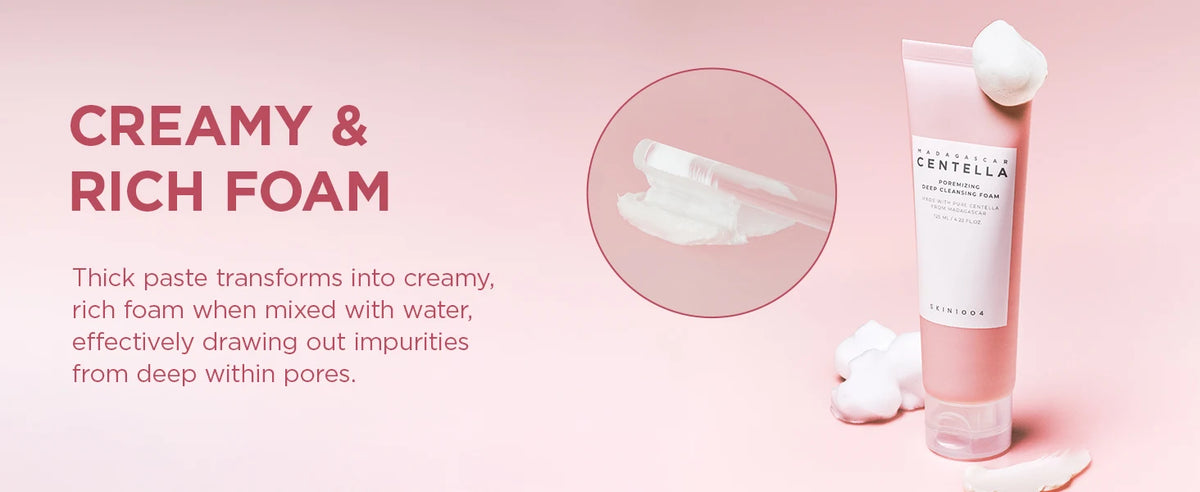 SKIN1004 Poremizing Deep Cleansing Foam Korean Face Cleanser Pink Salt Gentle Exfoliate Soothing Centella Asiatica Face Cleanser