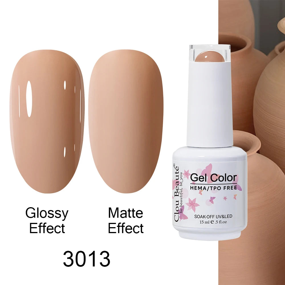 Clou Beaute HEMA TPO FREE Caramel Brown Wine Red Coffee Gel Nail Polish High Pigment Autumn Nail Art Full Coverage UV Varnish