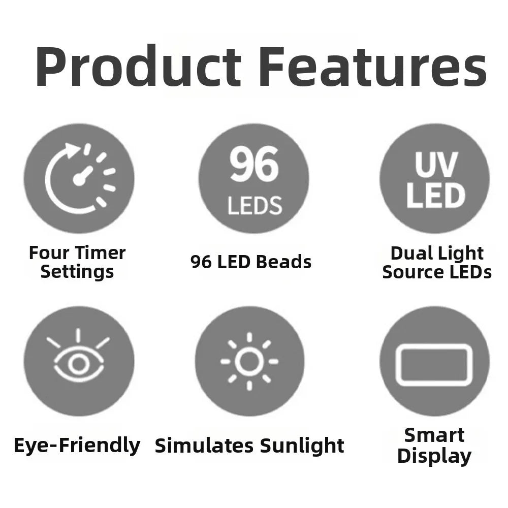 Versatile Dual Hand Nail Dryer Lamp Flip Design 96 LEDS Nail Curing Lamp 30/60/99/120s Timer 2IN1 UV Nails Lamp Salon