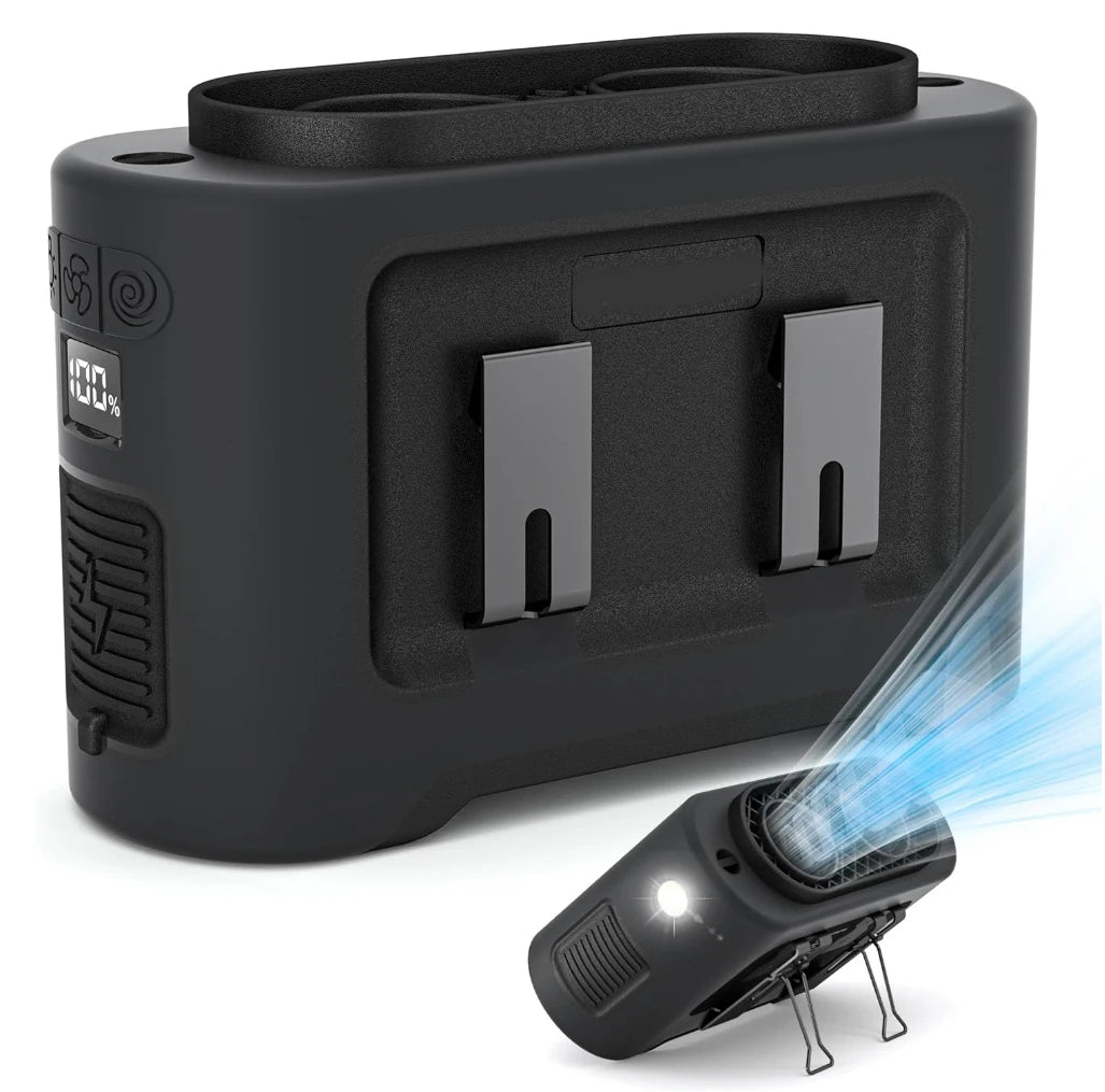 14500mAh Multifunctional USB Waist Clip Fan with Light, Plastic Portable Cooling Fan for Car Outdoor Home