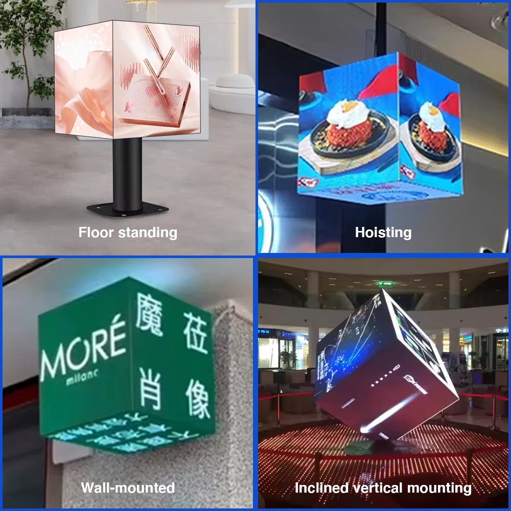 Outdoor Cube LED Display LED Display Waterproof for Advertising Four Sided LED Cube Panel Display Screen